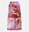 Dries Van Noten Sami Printed Midi Skirt In Pink