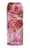 Dries Van Noten Sami Printed Midi Skirt In Fuchsia