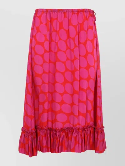 Dries Van Noten Samila Midi Skirt Polka Dots Ruffled Hem In Pink