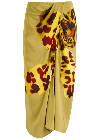 DRIES VAN NOTEN DRIES VAN NOTEN SAMPA PRINTED MATTE SATIN MIDI SKIRT