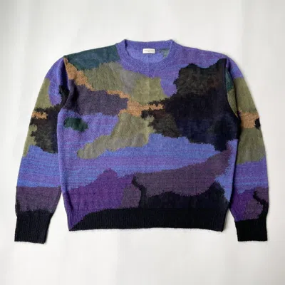 Pre-owned Dries Van Noten Sample Abstract Camo Mohair Sweater In Multicolor
