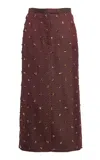 Dries Van Noten Sandora Embellished Jacquard Midi Skirt In Burgundy