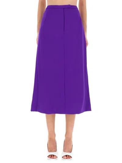 Dries Van Noten Sandora High-waist Pleated Back Detail Wool-blend Midi Skirt In Purple