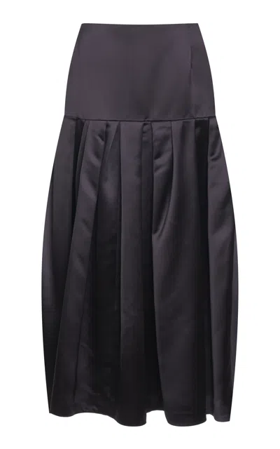 Dries Van Noten Sanni Pleated Satin Midi Skirt In Purple