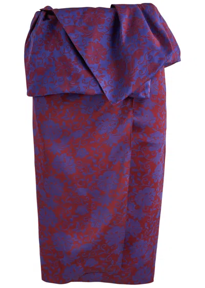 Dries Van Noten Santi Floral-jacquard Satin Midi Wrap Skirt In Multi