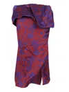 Dries Van Noten Santi Archive Floral Jacquard Satin Peplum Skirt In Bordeaux