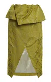 Dries Van Noten Santi Wrap Flocked Midi Skirt In Yellow