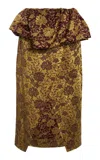 Dries Van Noten Santi Wrap-front Jacquard Midi Skirt In Yellow