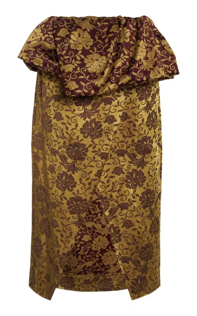 Dries Van Noten Santi Wrap-front Jacquard Midi Skirt In Yellow