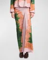 Dries Van Noten Long Draped Skirt In Green