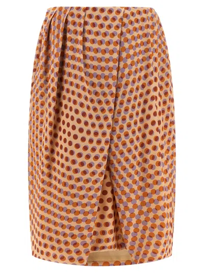 Dries Van Noten Saronga Bis Skirt Knee Length Pleated In Brown