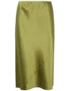 Dries Van Noten High Waist Satin Midi Skirt With Seam Detail In Green