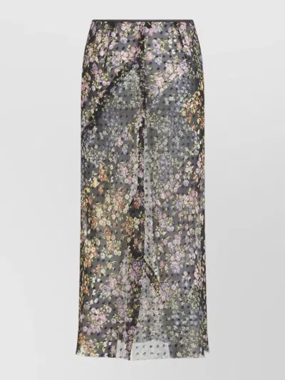 Dries Van Noten Sati Midi Skirt High Waist Floral In Multi