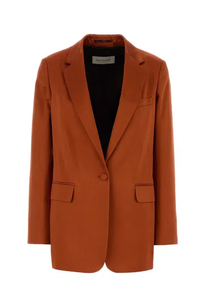 Dries Van Noten Satin Blazer With Button Front And Viscose Lining In Orange