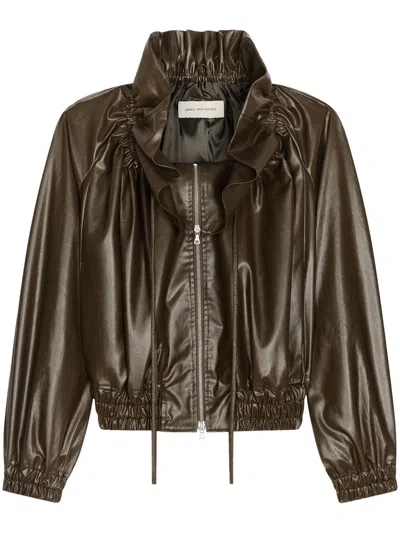 Dries Van Noten Satin Bomber Jacket In Brown