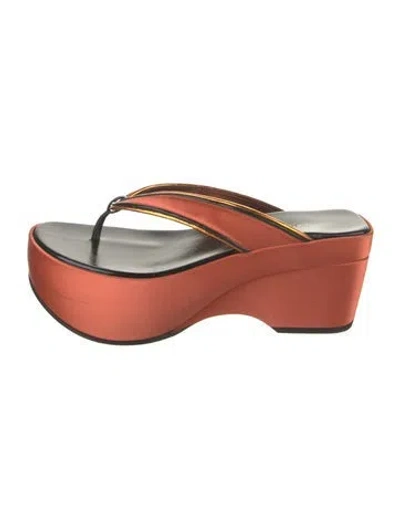 Pre-owned Dries Van Noten Satin Flip Flops In Orange