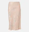 Dries Van Noten Sati Floral Satin Midi Skirt In Pink