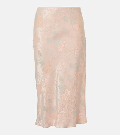 DRIES VAN NOTEN SATIN JACQUARD MIDI SKIRT