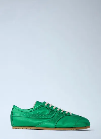 Dries Van Noten Satin Low-top Sneakers In Green