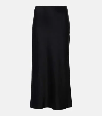 Dries Van Noten Satin Midi Skirt In Black