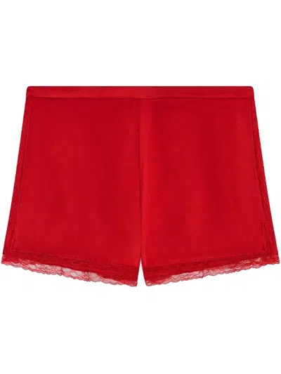 Dries Van Noten Satin Mini Shorts In Red