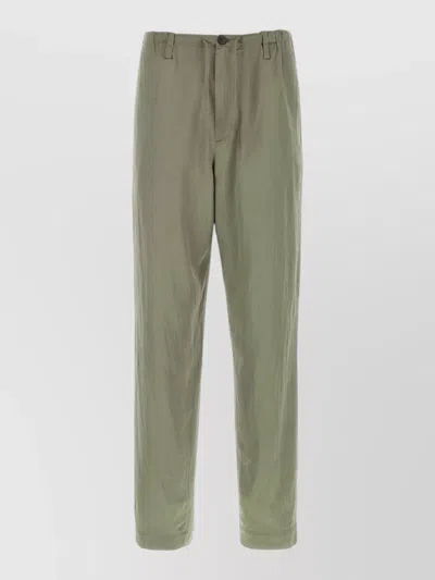 Dries Van Noten Satin Penny Straight Leg Trousers Back Pocket In Green