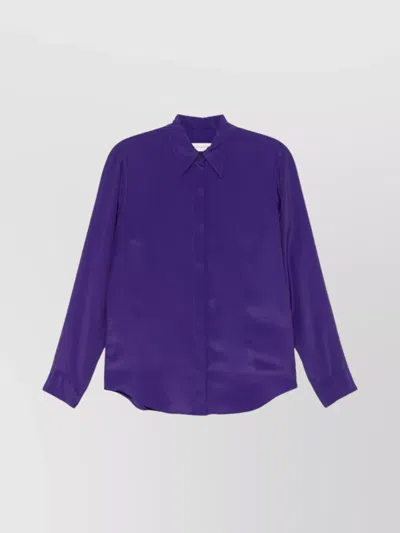 Dries Van Noten Satin Pointed Collar Long Sleeves Shirt In Multicolor