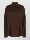 Dries Van Noten Satin Shirt With Long Sleeves And Relaxed Fit In Brown