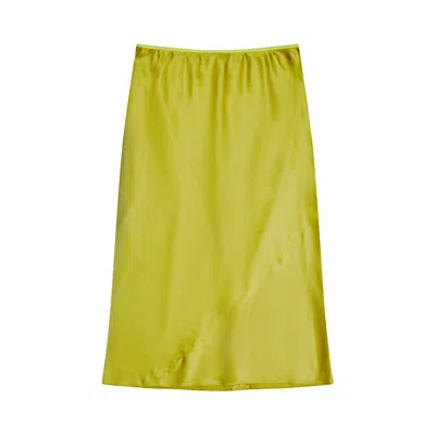 Pre-owned Dries Van Noten Satin Skirt 'olive' | Green | Women's Size 40