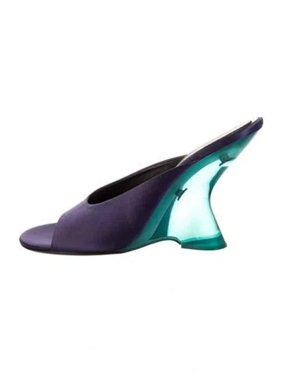 Pre-owned Dries Van Noten Satin Slides In Blue
