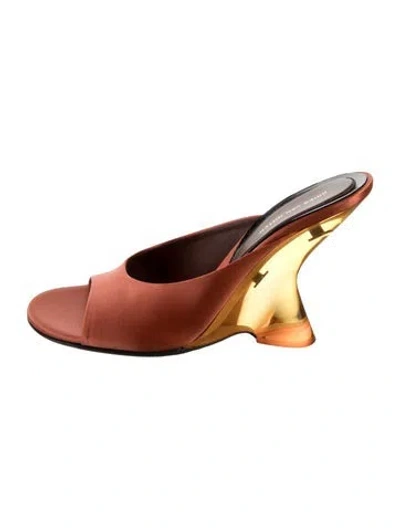 Pre-owned Dries Van Noten Satin Slides In Brown