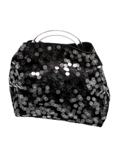 Pre-owned Dries Van Noten Satin Top Handle Bag In Black