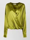 Dries Van Noten Loose Olive Green Blouse In Silk In Green