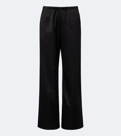 Dries Van Noten Satin Wide-leg Pants In Black