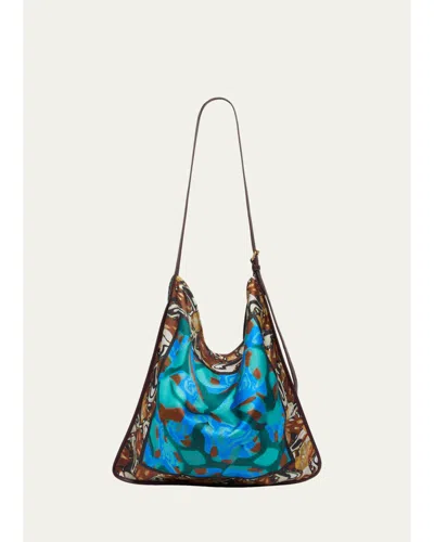 Dries Van Noten Scarf-print Flat Hobo Bag In Brown