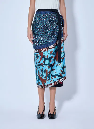 Dries Van Noten Scarfy Long Skirt In Blue