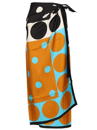 Dries Van Noten Scarfy Long Skirt Pareo Geometric Print Skirts Multicolor