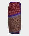 Dries Van Noten Womens Dessin B Multi-print Wrap Scarf Satin Midi Skirt In Brown