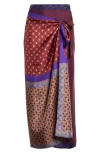 Dries Van Noten Womens Dessin B Multi-print Wrap Scarf Satin Midi Skirt In Multi