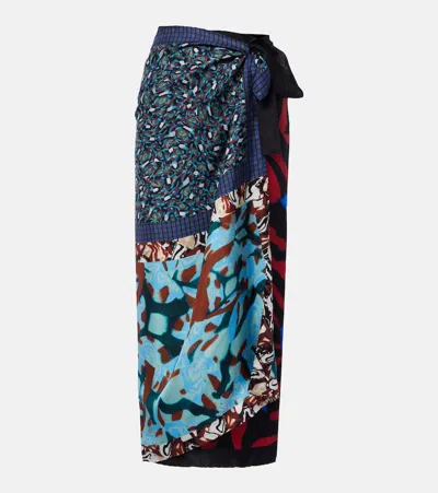 Dries Van Noten Scarfy Printed Silk Wrap Skirt In Multi