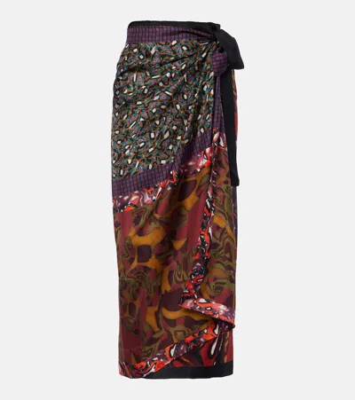 Dries Van Noten Scarfy Printed Silk Wrap Skirt In Multi