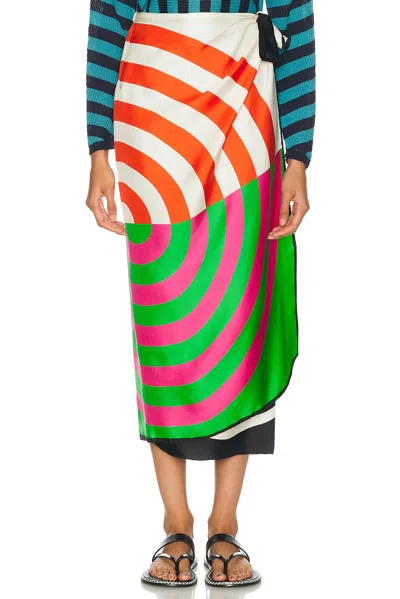 Dries Van Noten Mid Length Wrap Skirt Color Block In Brown