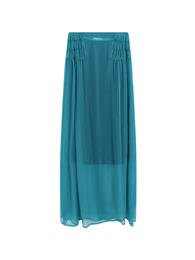 Dries Van Noten Scarlett Silk Skirt In Blue