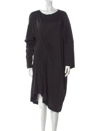 Pre-owned Dries Van Noten Scoop Neck Knee-length Dress In Black