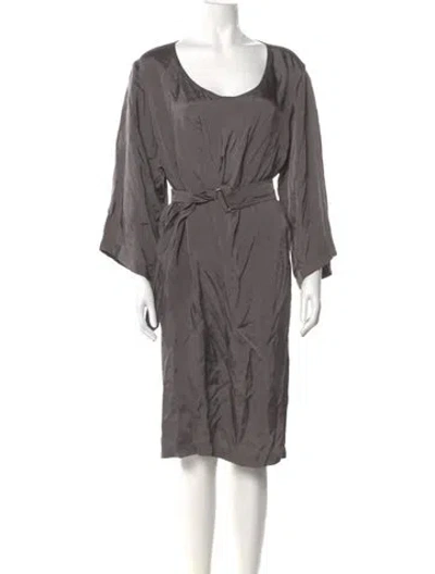 Pre-owned Dries Van Noten Scoop Neck Knee-length Dress In Gray