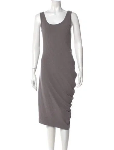Pre-owned Dries Van Noten Scoop Neck Long Dress In Gray