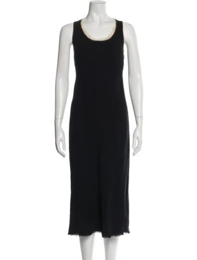 Pre-owned Dries Van Noten Scoop Neck Midi Length Dress In Blue