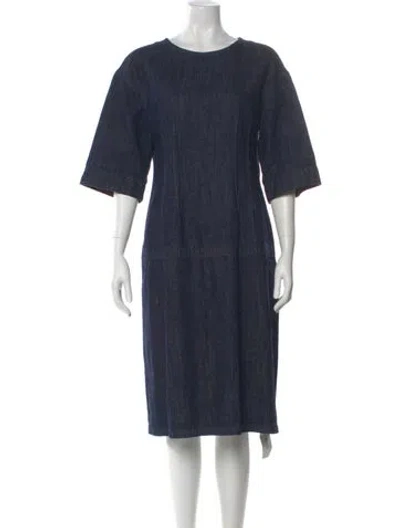 Pre-owned Dries Van Noten Scoop Neck Midi Length Dress In Blue