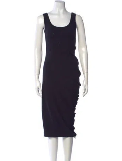 Pre-owned Dries Van Noten Scoop Neck Midi Length Dress In Blue
