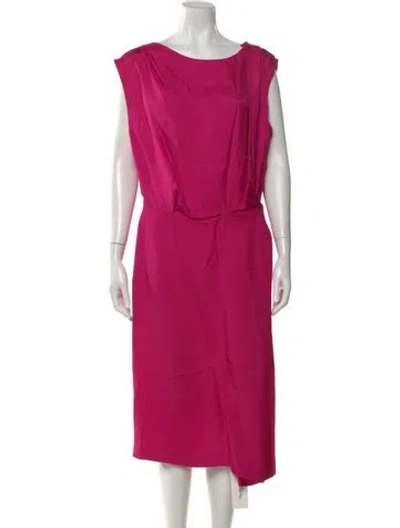 Pre-owned Dries Van Noten Scoop Neck Midi Length Dress In Pink